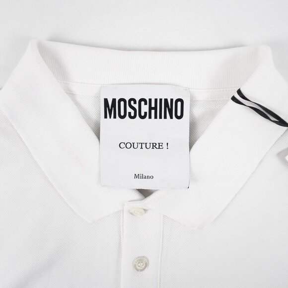 Moschino Logo Polo Shirt In White And Gold Men's Size US 40/EU 50 NWD - Picture 6 of 12
